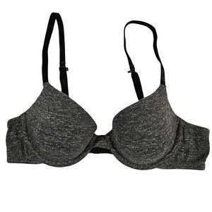 Auden "The Everyday" T Shirt Bra,Grey/Black, 34 A